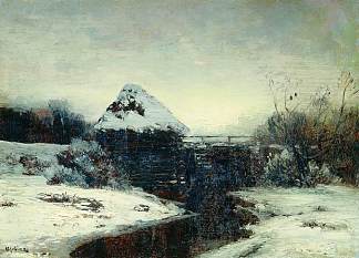 冬季景观与磨坊 Winter landscape with mill (1884; Russian Federation                     )，列维坦