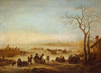冰冻的湖面 A Frozen Lake (1648)，伊萨克·范·奥斯塔德