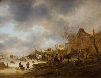 冬季景观 Winter Landscape (1645)，伊萨克·范·奥斯塔德