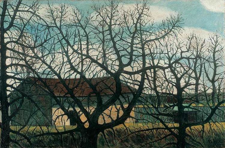 有房子的秃头树 Bald trees with houses (1911)，伊斯特凡纳吉