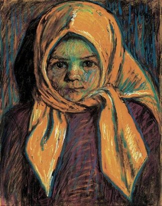 小女孩与黄色巴布什卡 Little girl with yellow babushka (1917)，伊斯特凡纳吉