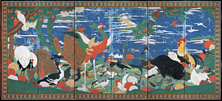 想象场景中的鸟类、动物和开花植物 Birds, Animals, and Flowering Plants in Imaginary Scene，伊藤若冲