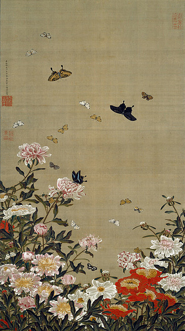 牡丹和蝴蝶 Peonies and Butterflies，伊藤若冲