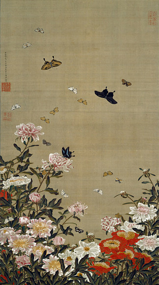 牡丹和蝴蝶 Peonies and Butterflies，伊藤若冲