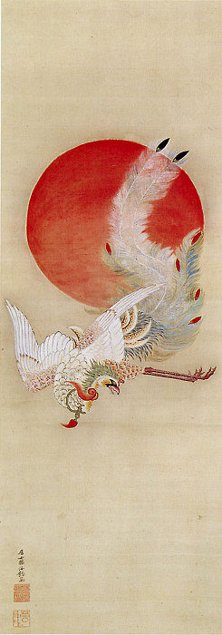 凤凰与太阳 Phoenix and Sun，伊藤若冲