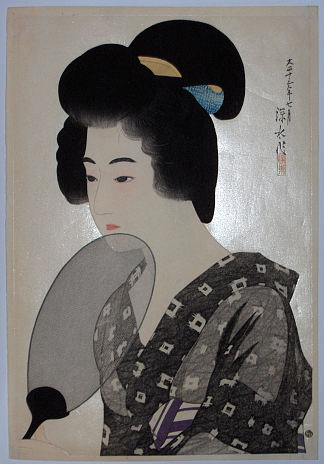 一个拿着扇子的女人 A Woman Holding a Fan (1924)，伊藤新穗