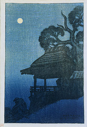 石山寺的夜景 Evening Scene at Ishiyama Temple (1917)，伊藤新穗