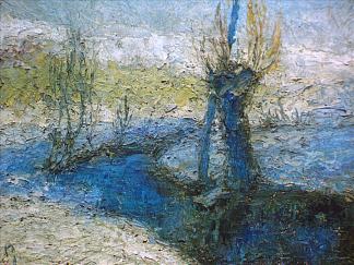 溪边的柳树 Willows along the stream (1911)，伊万·格罗尔