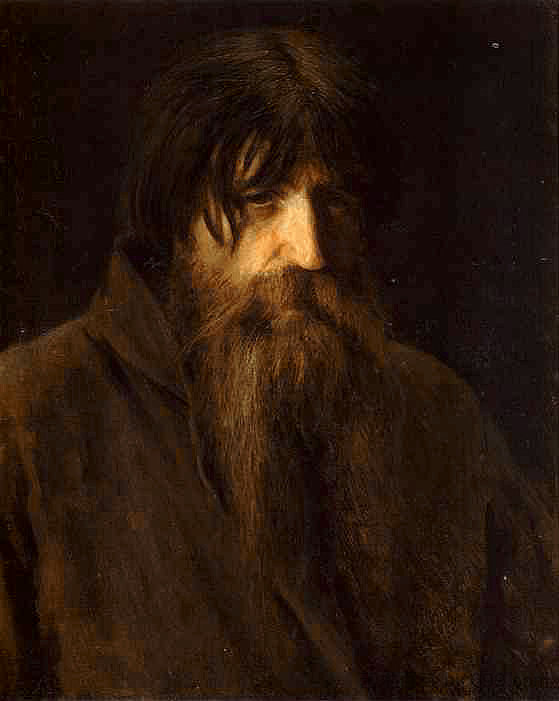 一个老农民的头（研究） Head of an Old Peasant (study) (1874)，伊万·克拉姆斯科伊