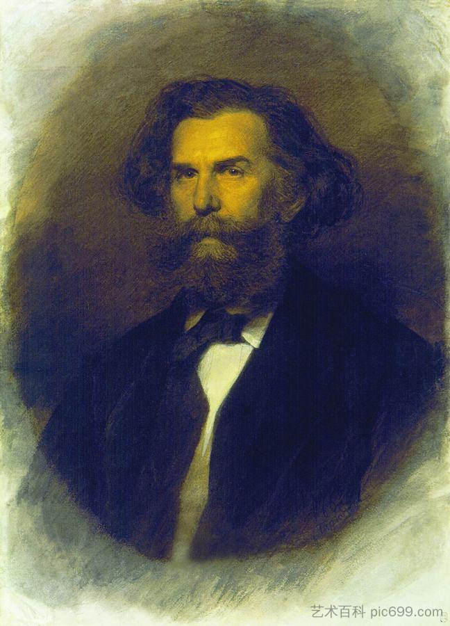 A.P.博戈柳博夫的肖像 Portrait of A.P. Bogoliubov (1869)，伊万·克拉姆斯科伊