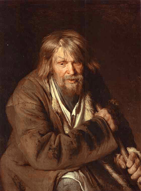 一个老农民的肖像（研究） Portrait of an Old Peasant (study) (1872)，伊万·克拉姆斯科伊