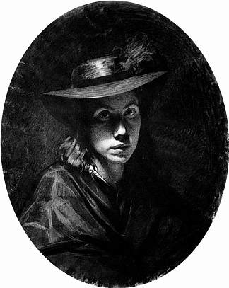 索菲亚·尼古拉耶夫娜·克拉姆斯科伊的肖像（戴帽子） Portrait of Sofia Nikolaevna Kramskoy (in hat) (1863)，伊万·克拉姆斯科伊