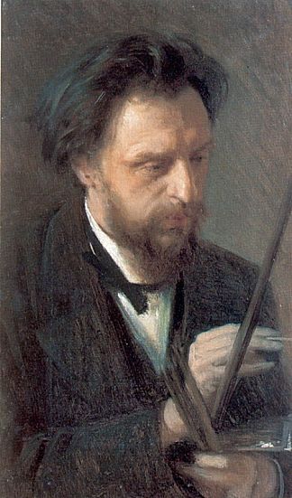 艺术家G.G.米亚索多夫的肖像 Portrait of the Artist G.G. Myasoedov (1872)，伊万·克拉姆斯科伊