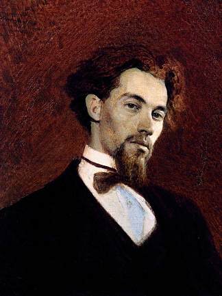 艺术家康斯坦丁·萨维茨基的肖像 Portrait of the Artist Konstantin Savitsky (1871)，伊万·克拉姆斯科伊