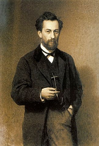 艺术家米哈伊尔·康斯坦丁诺维奇·克洛特的肖像 Portrait of the Artist Mikhail Konstantinovich Klodt (1871)，伊万·克拉姆斯科伊