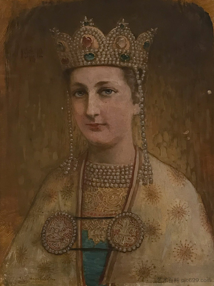 叶夫多基亚公主的肖像 Portrait of Princess Evdokia (1912; Bulgaria  )，伊万·姆尔克维卡