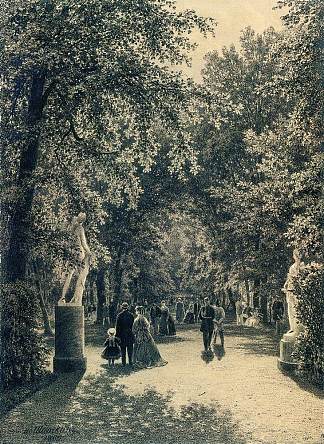 圣彼得堡夏日花园的小巷 Alley of the Summer Garden in St. Petersburg (1869)，伊万·希什金