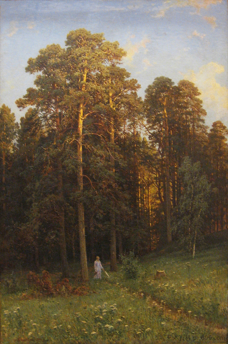 在松树林的边缘 At the edge of a pine forest (1882)，伊万·希什金