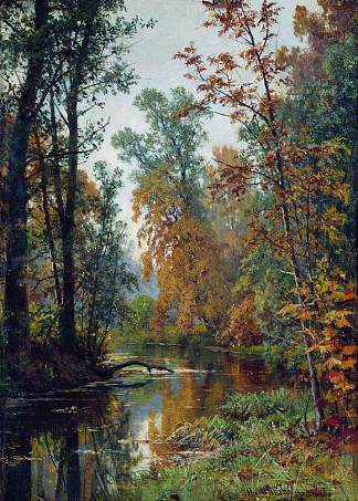 秋天的风景。巴甫洛夫斯克公园 Autumn landscape. Park in Pavlovsk (1888)，伊万·希什金