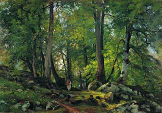 瑞士的山毛榉林 Beech Forest in Switzerland (1863)，伊万·希什金