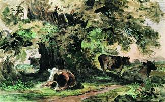 橡树下的奶牛 Cows under the oak (1863)，伊万·希什金