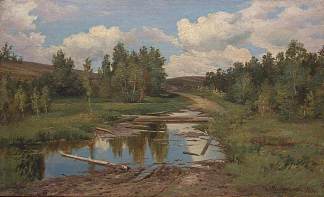 森林景观。路 Forest landscape. Road (1876)，伊万·希什金
