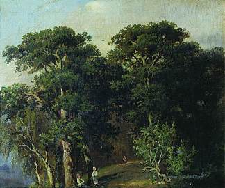 森林景观与数字 Forest Landscape with Figures (1880)，伊万·希什金