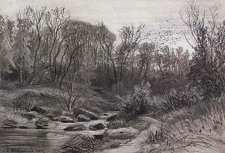 森林溪流。傍晚 Forest stream. Evening (1871)，伊万·希什金