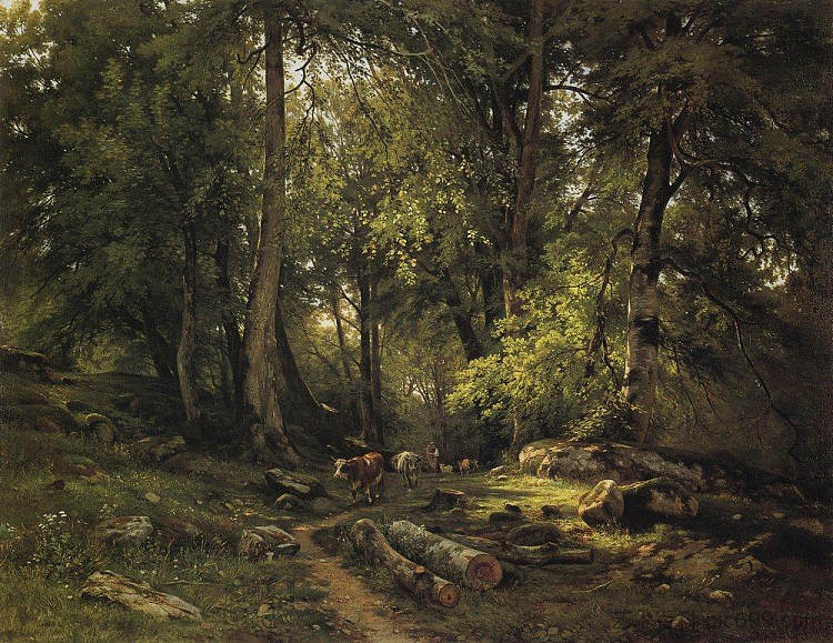 森林里的牛群 Herd in the forest (1864)，伊万·希什金