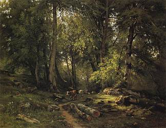 森林里的牛群 Herd in the forest (1864)，伊万·希什金