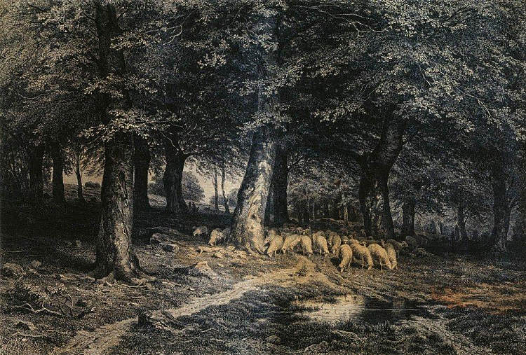 森林里的羊群 Herd of sheep in the forest (1865)，伊万·希什金