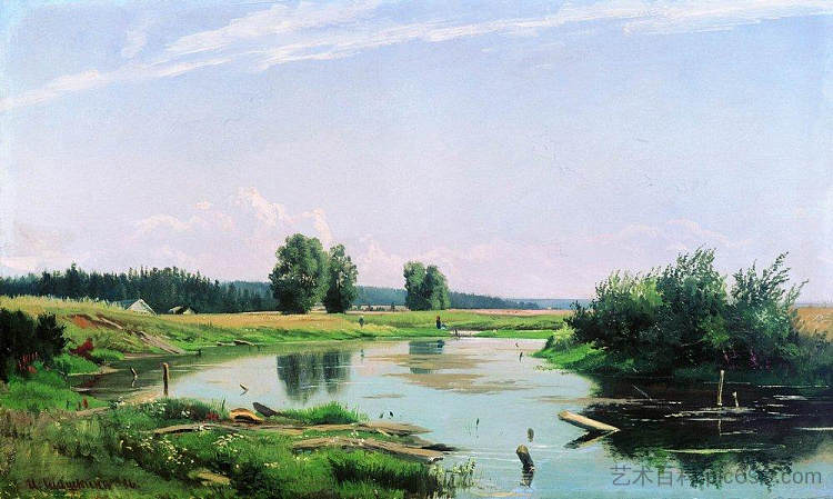 湖泊景观 Landscape with lake (1886)，伊万·希什金