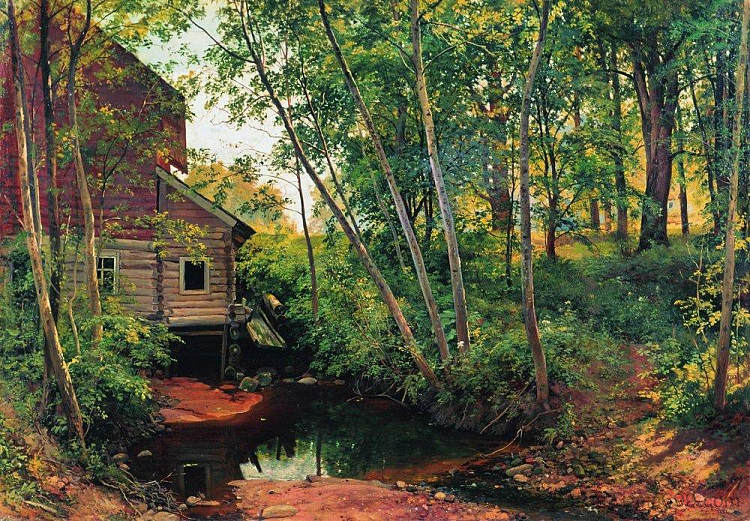 在森林里磨坊。Preobrazhenskoe Mill in the forest. Preobrazhenskoe (1897),伊万·希什金