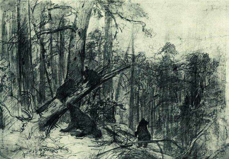 松树林里的早晨 Morning in a Pine Forest (1886)，伊万·希什金