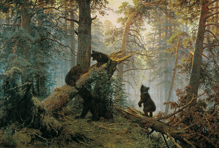 松树林里的早晨 Morning in a Pine Forest (1889)，伊万·希什金