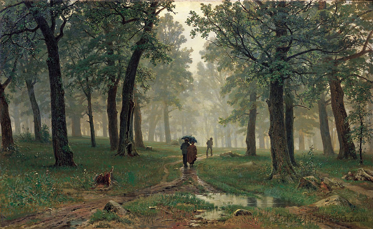 橡树林里的雨 Rain in the Oak Forest (1891)，伊万·希什金