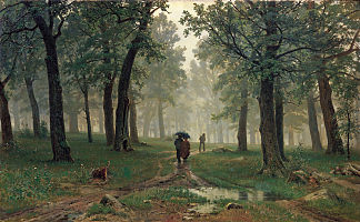 橡树林里的雨 Rain in the Oak Forest (1891)，伊万·希什金