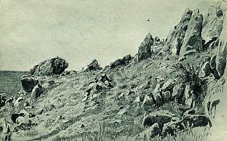 海滩上的岩石。古尔素福 Rocks on the beach. Gursuf (1879)，伊万·希什金