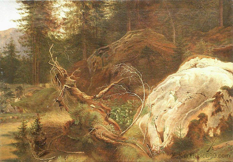 森林里的石头 Stones in the a forest (1865)，伊万·希什金