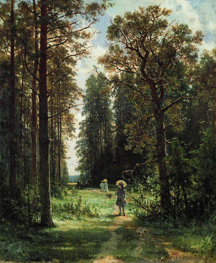 《穿过森林的小路》，1880年（布面油画） The Path through the Woods, 1880 (oil on canvas) (1880)，伊万·希什金