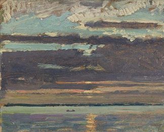 日落，锡姆科湖 Sunset, Lake Simcoe (1919)，J·E·H·麦克唐纳德