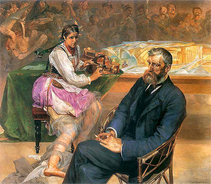 亚当·阿斯尼克与缪斯女神的肖像 Portrait of Adam Asnyk with a Muse (1895 - 1897)，杰西克马尔塞夫斯基