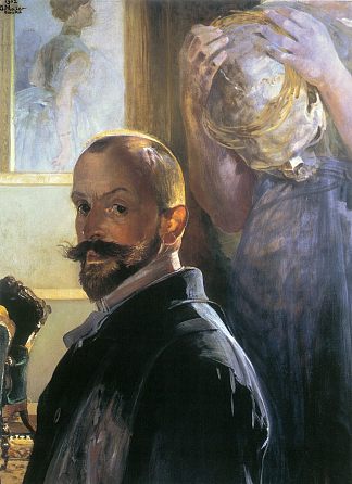 带头骨的自画像 Self-portrait with skull，杰西克马尔塞夫斯基