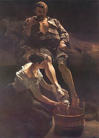 洗脚 Washing of feet (1887)，杰西克马尔塞夫斯基