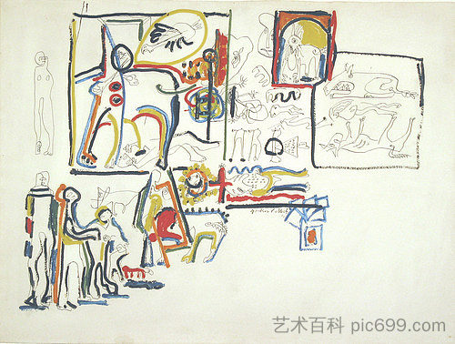 动物和人物 Animals and Figures (1942)，杰克逊·波洛克