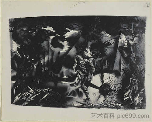 风景中的人物 Figures in a Landscape (1937)，杰克逊·波洛克