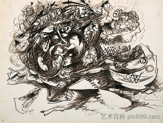 无题（奥康纳-解冻771） Untitled (O'Connor-Thaw 771) (c.1946 - c.1947)，杰克逊·波洛克