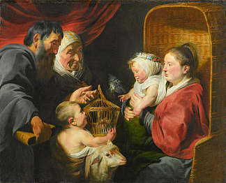 圣母子与圣约翰和他的父母 The Virgin and Child with St John and His Parents，雅各布布·乔登斯