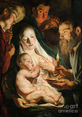 神圣家族与牧羊人 The Holy Family with Shepherds，雅各布布·乔登斯