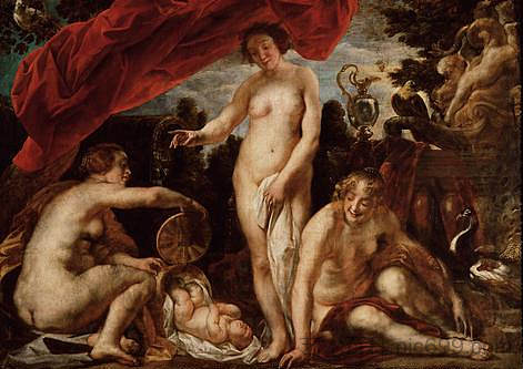 蝉蜥的女儿们找到孩子埃里克托尼乌斯 The Daughters of Cecrops finding the child Erichthonius (1640),雅各布布·乔登斯